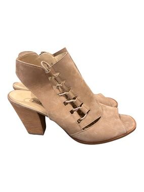 NEW Paul Green Sabrina Heeled Sandal Open Toe Beige Tan Suede Size 6.5